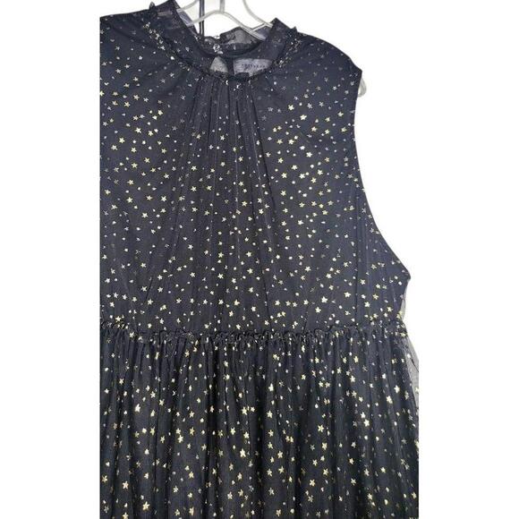 Popsugar Dress Womens Size 3X Black Aline Sleeveless‎ Ruffle Star Plus Size - Picture 3 of 7